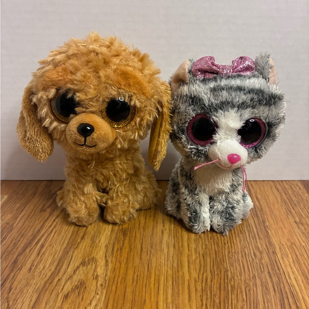 Ty Beanie Boos Plushies Bundle Kiki The Cat And Noodles The Goldendoodle Dog Toy